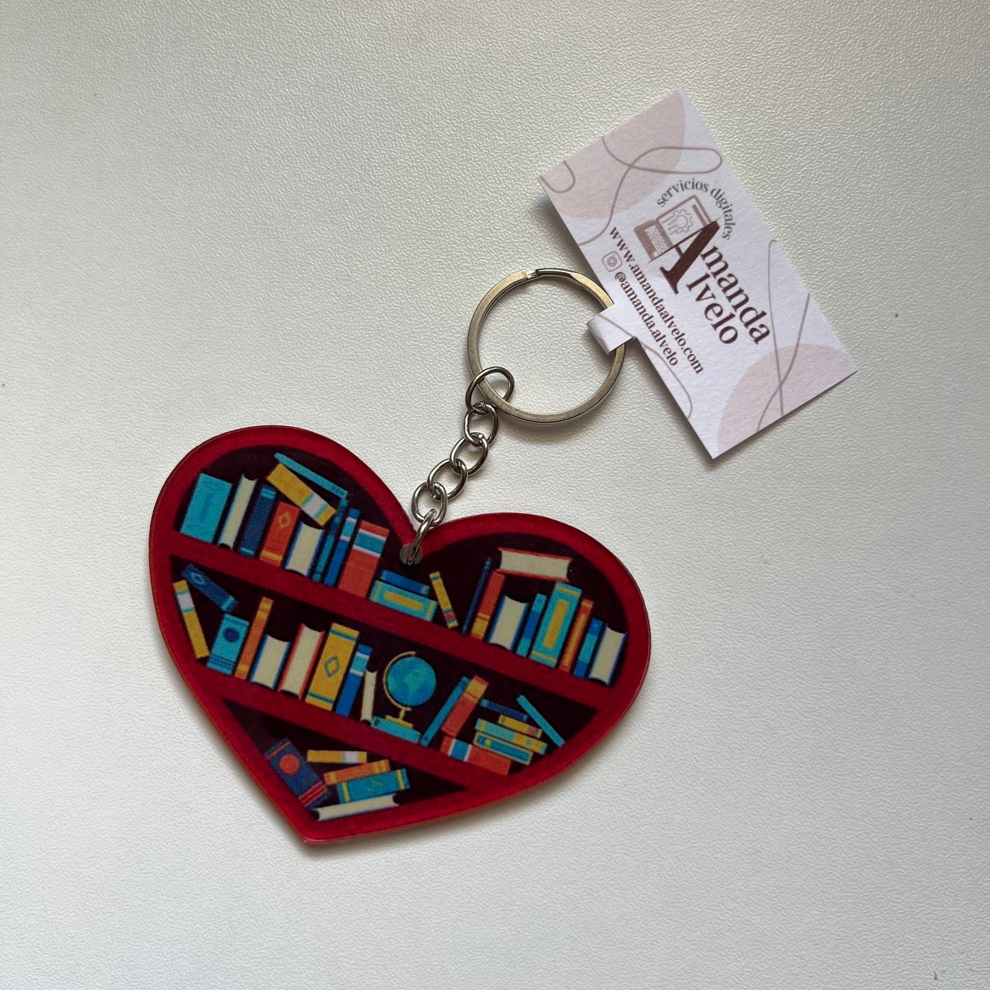 Heart Book Shelf Keychain